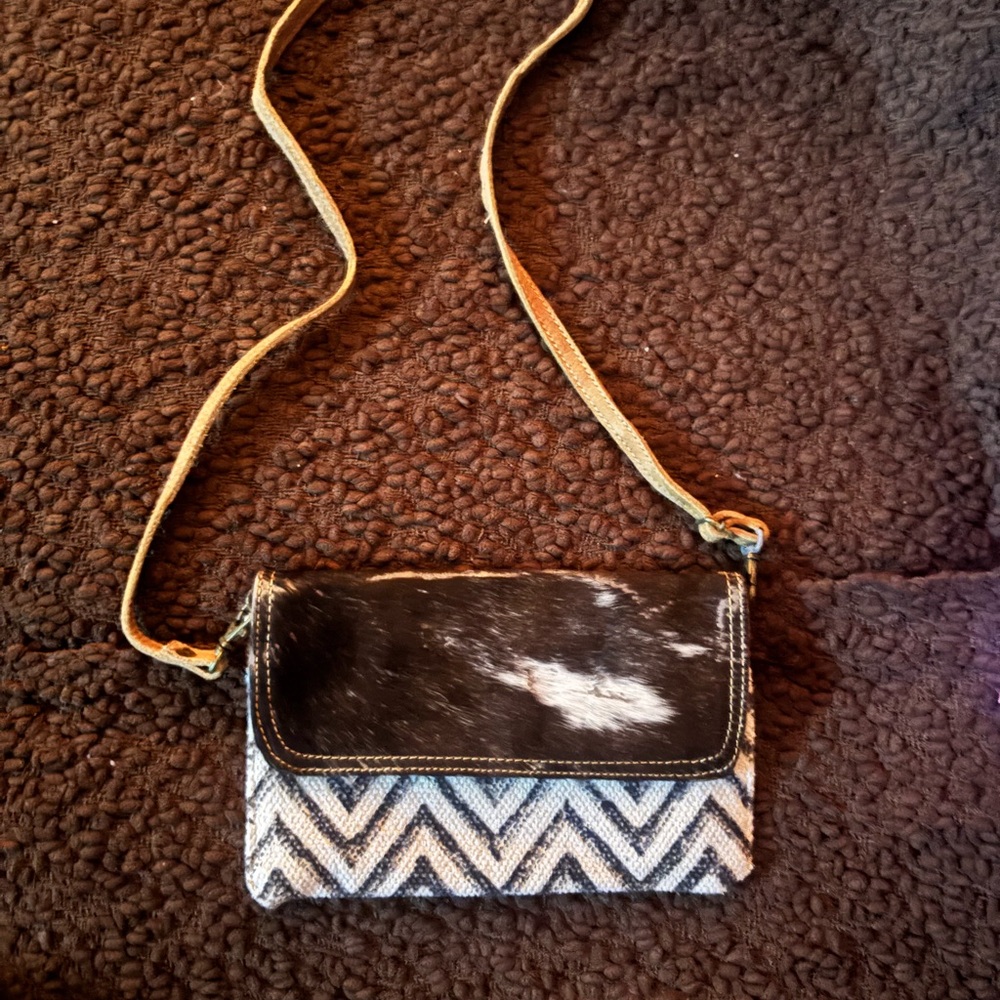 Myra Bag Black and White Chevron Crossbody